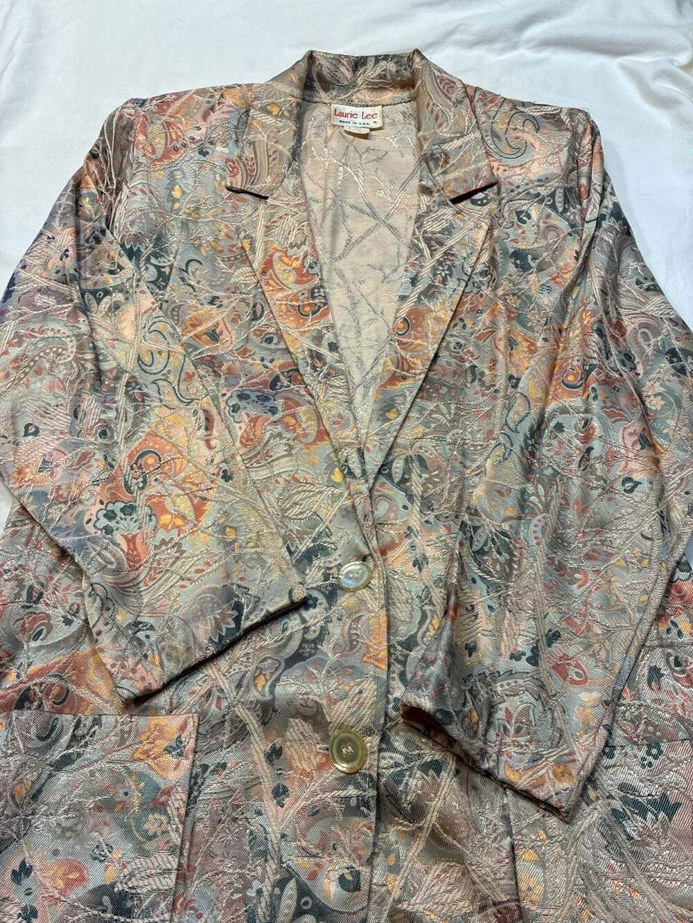 Vintage 80's Lightweight Floral Blazer / Southwestern Floral / Linen Blend <<<ca
